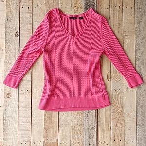 Pink rope braid knit sweater